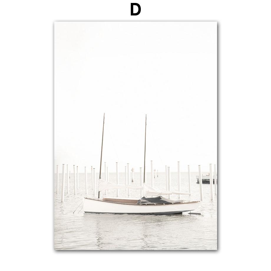 Weißer Strand Kürbis Vogel Blume Blätter Wand Kunst Leinwand Malerei Nordic Poster und Drucke Wand Bilder für Wohnzimmer Dekor