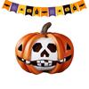 Halloween Pumpkin Decorations Pumpkin Skeleton Desk Figurine Resin Halloween Sculpture Art Ornament Indoor Holiday Tabletop