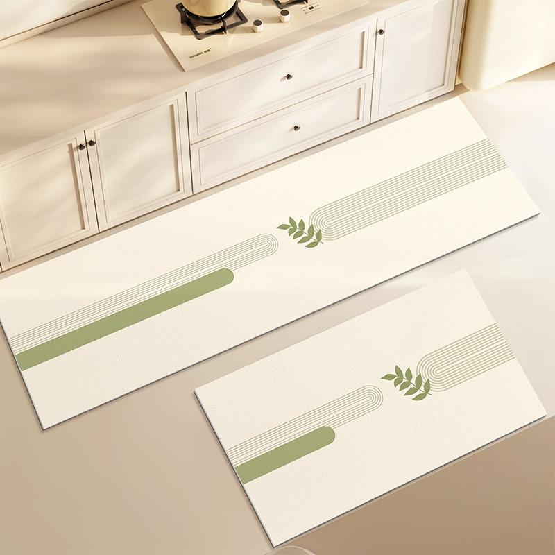 Kitchen Carpet Floral Striped Long Strip Runner Rug Pvc Leather Washable Non-Slip Floor Mats Oil-Proof Waterproof Mat