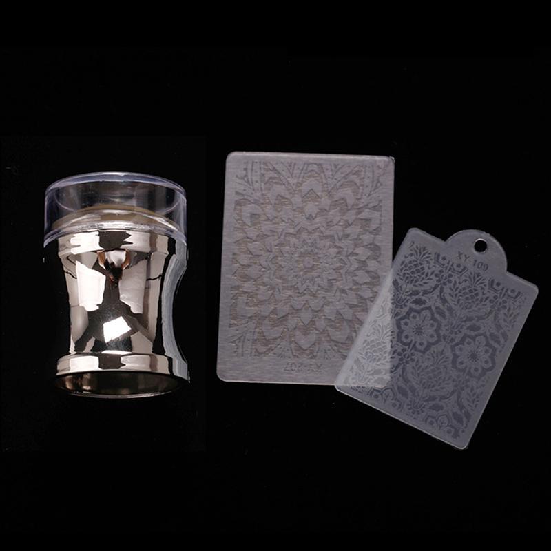 

Прозрачный силиконовый штамп для ногтей для стемпинга, инструмент для маникюра со скребком, печать узоров, 6 цветов, прозрачный штамп для ногтей серебряный