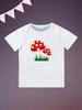 Round Neck Printed Pattern Pullover Short Sleeve Kids Tops Fly Agaric Mushrooms