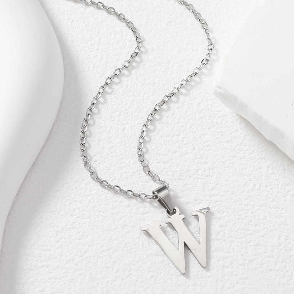Polished Stainless Steel Alphabet Necklace - Women's Daily Wear Clavicle Chain