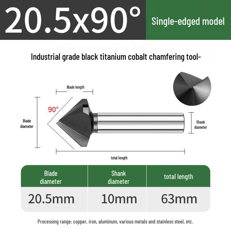 Cobalt Titanium-Plated Chamfering Drill for Stainless Steel - Single/Triple-Edge Countersink & Deburring Tool.