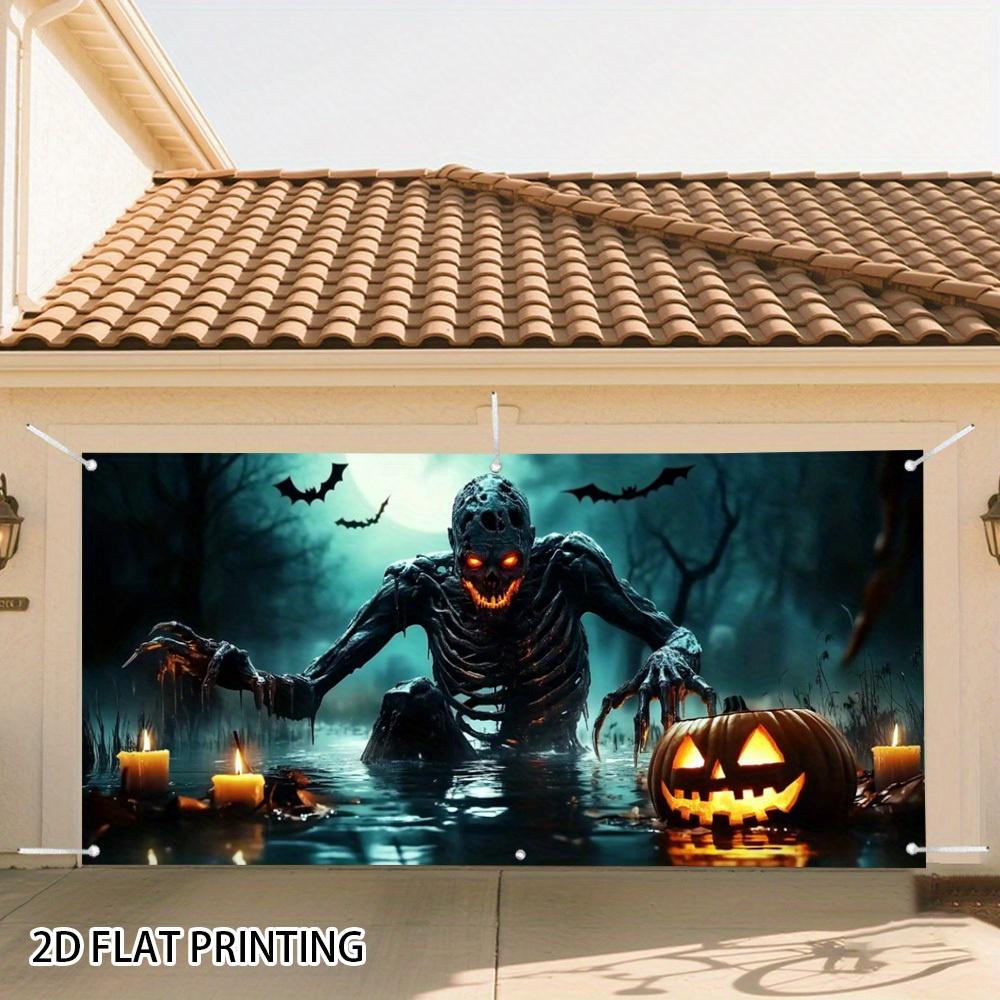 2D banner 1 piece, Halloween zombie in moonlight garage door cover, Halloween decorations, Halloween decorations 100x150cm