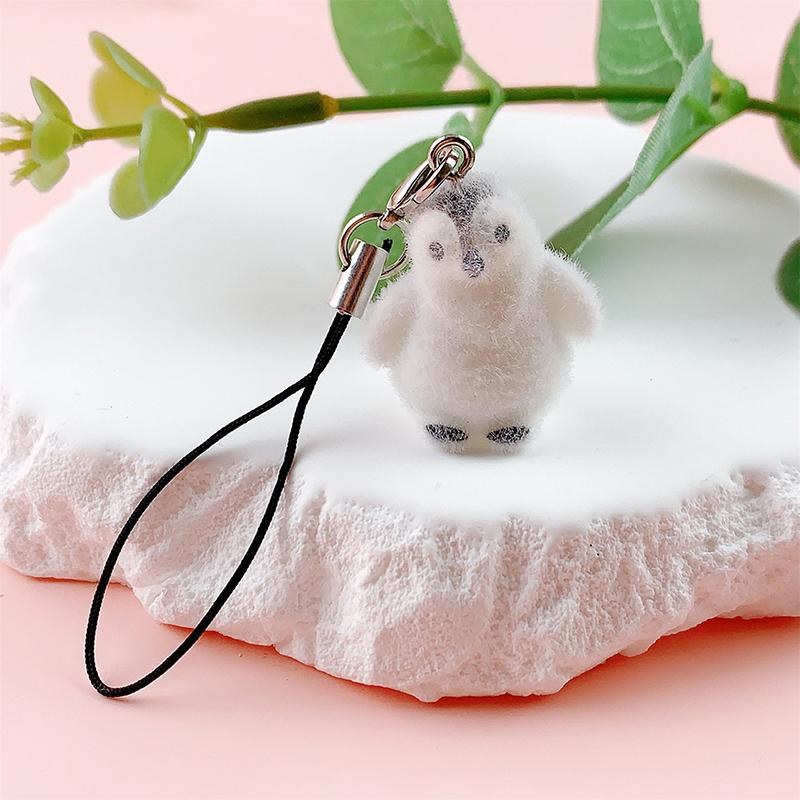 

Cute Cartoon Penguin Keychain 3D Flocking Dog Keyring Pendant Bag Ornament Key Hanging Decoration Accessories Couple Gifts