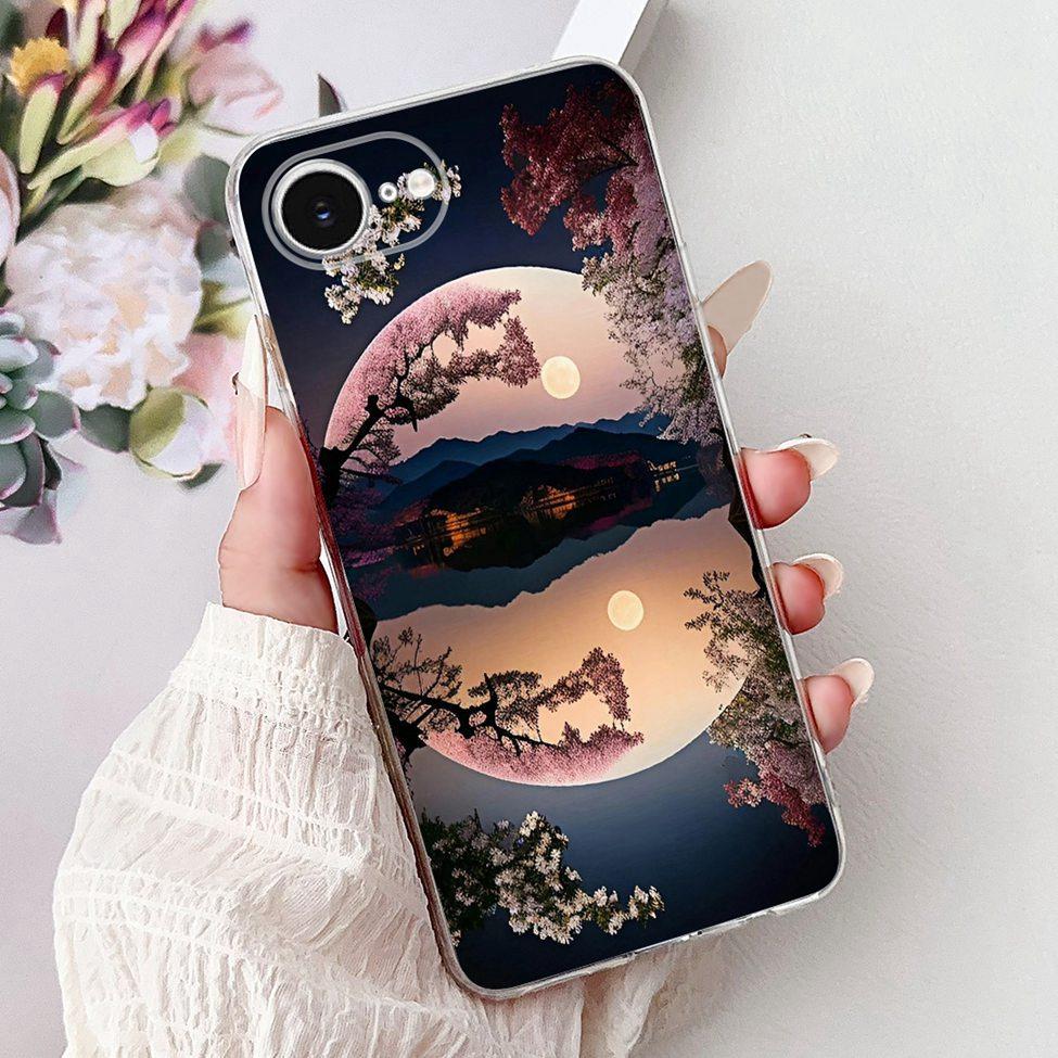 Clear For iPhone 16e A3212 A3409 A3410 A3408 Cover For iPhone 16e Case Fashion Luxury Flowers Cute Funny Painted Soft Bumper