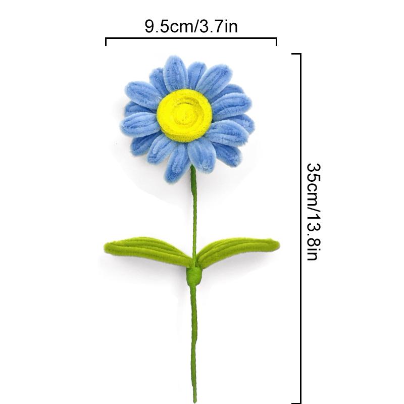2Pcs Pipe Cleaner 35CM Artificial Flowers Home Decor Finished Flowers Handmade African Sunflower Bouquet Woven Flower