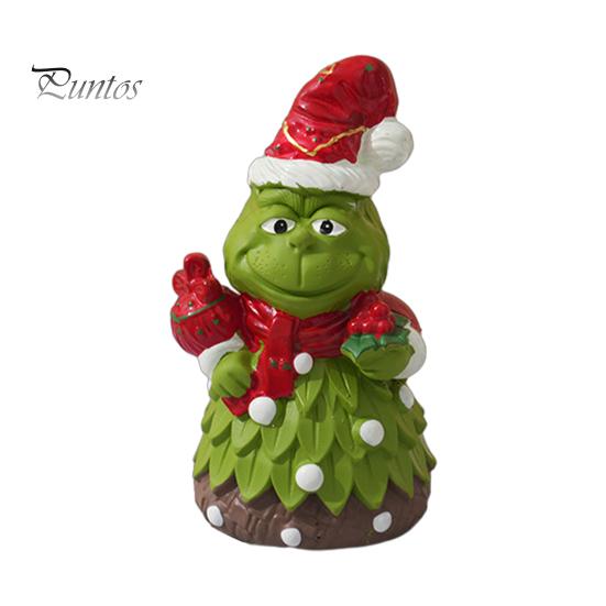 Indoor Seasonal Decorations Christmas Green Monsters Ornament with Santa Hat And Scarf, Resin Frog Theme Landscape Figurine for Home Decoration,