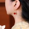 Jinhua Huaishan Natural Red Agate Earrings, Pure Silver Studs, Feng Shui Wealth-Attracting, New Chinese Style, Exquisite Earrings with a Sense of
