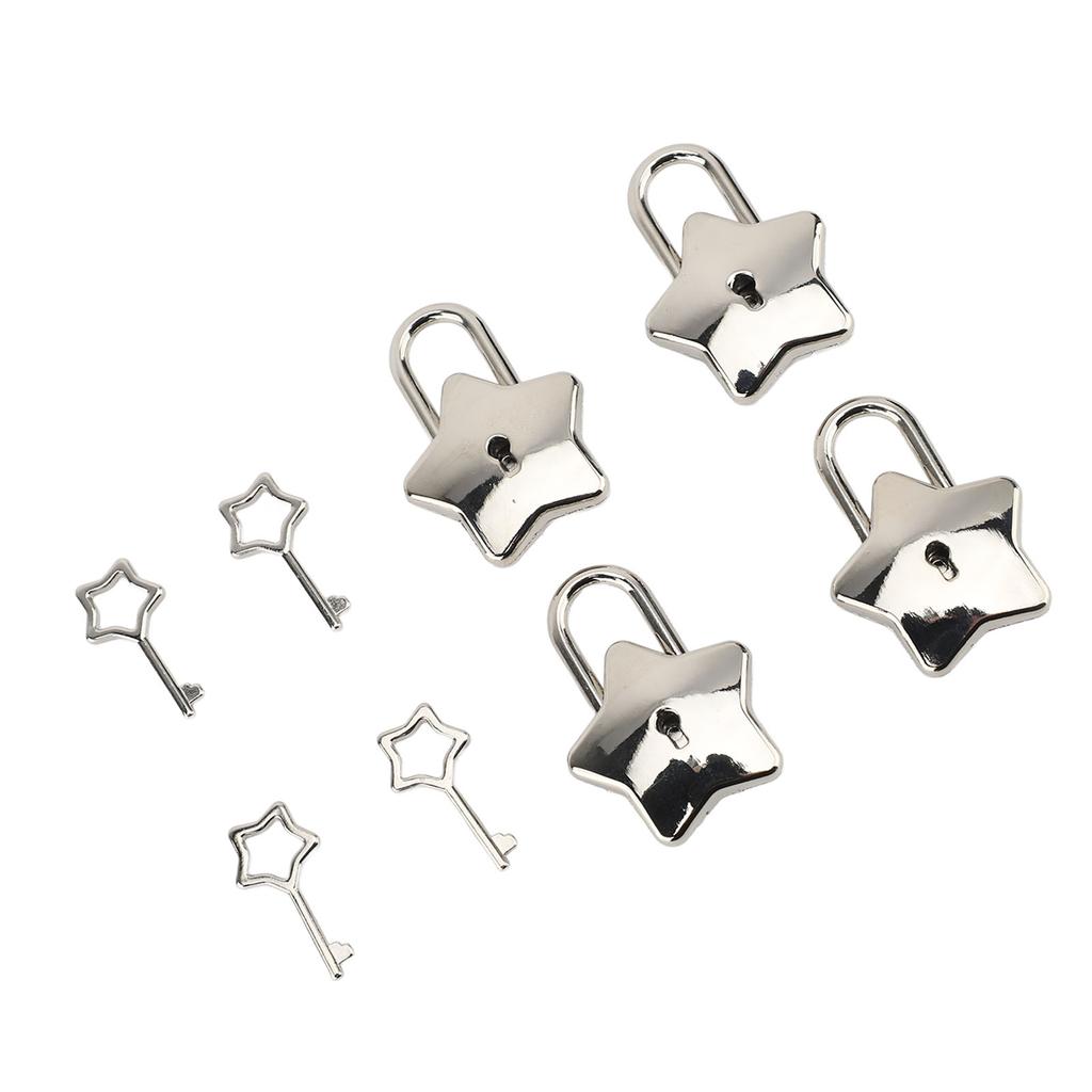 4 Set Treasure Chest Padlock   Metal Diary Book Jewelry Box Decorative Lock with Key S007 Five Pointed Star Shaped