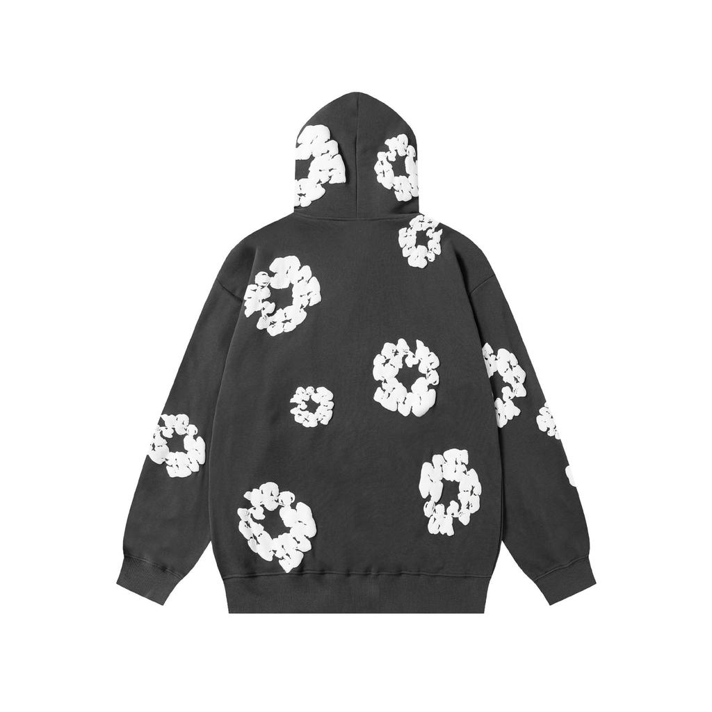 Modna bluza z kapturem i zamkiem, wypełniona pianką kapok, z nadrukiem - Jesienna moda unisex