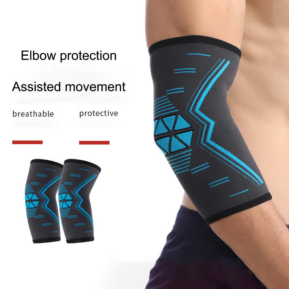 2Pcs Fitness Elbow Brace Knitted Nylon Breathable Elastic Summer Sports Elbow Compression Support