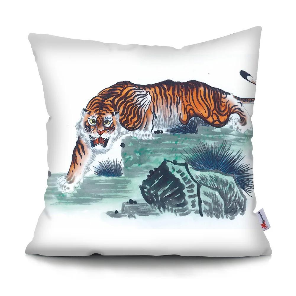 Kissenbezug Schlicht Retro Tigerkopf Kissen Auto Sofa Heimdekoration Kissenbezug Ornament