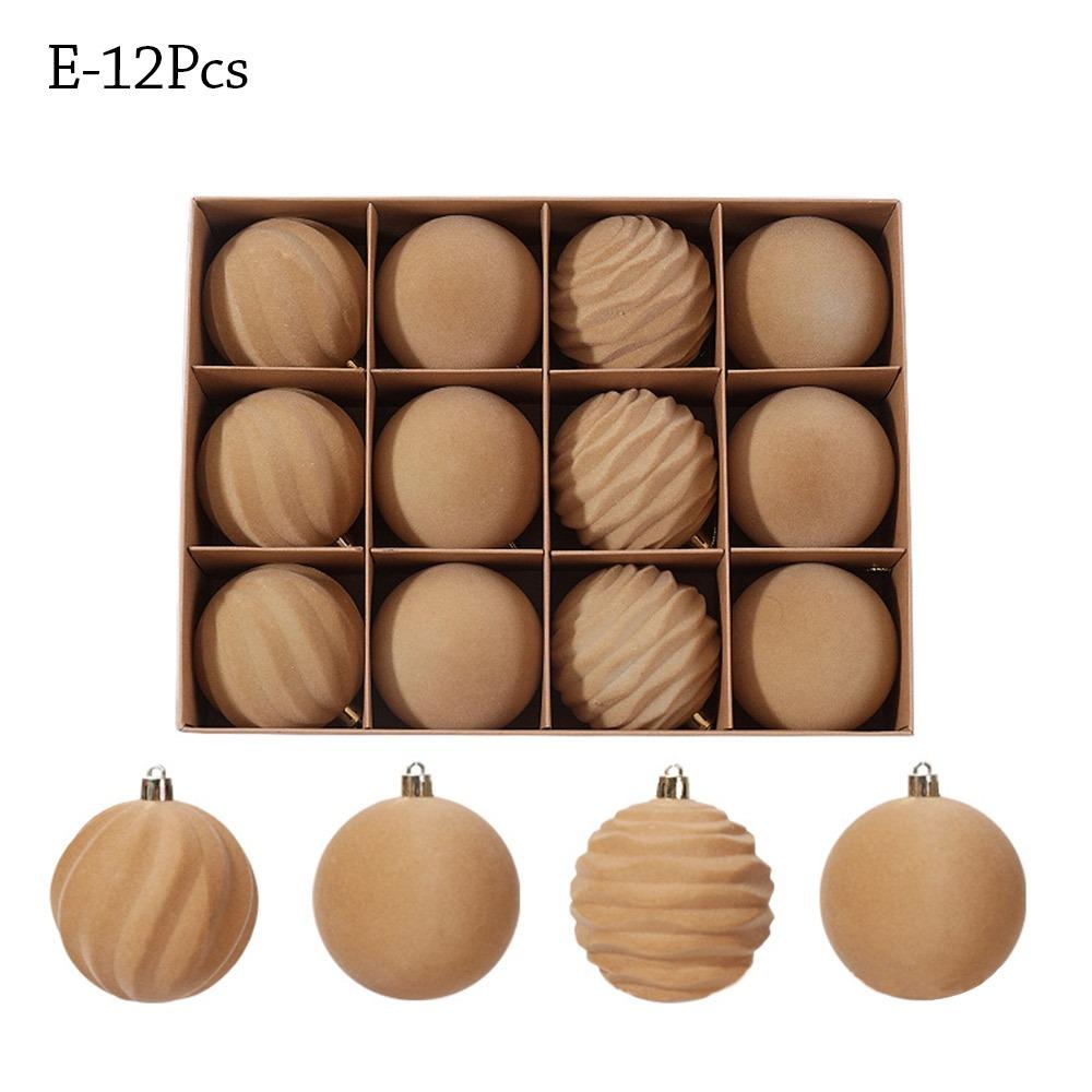 9/12/30 Pcs/set flannel Christmas Ball Set Hollow-out 6/8cm Xmas Tree Hanging Pendant Hanging Red Christmas Decorations