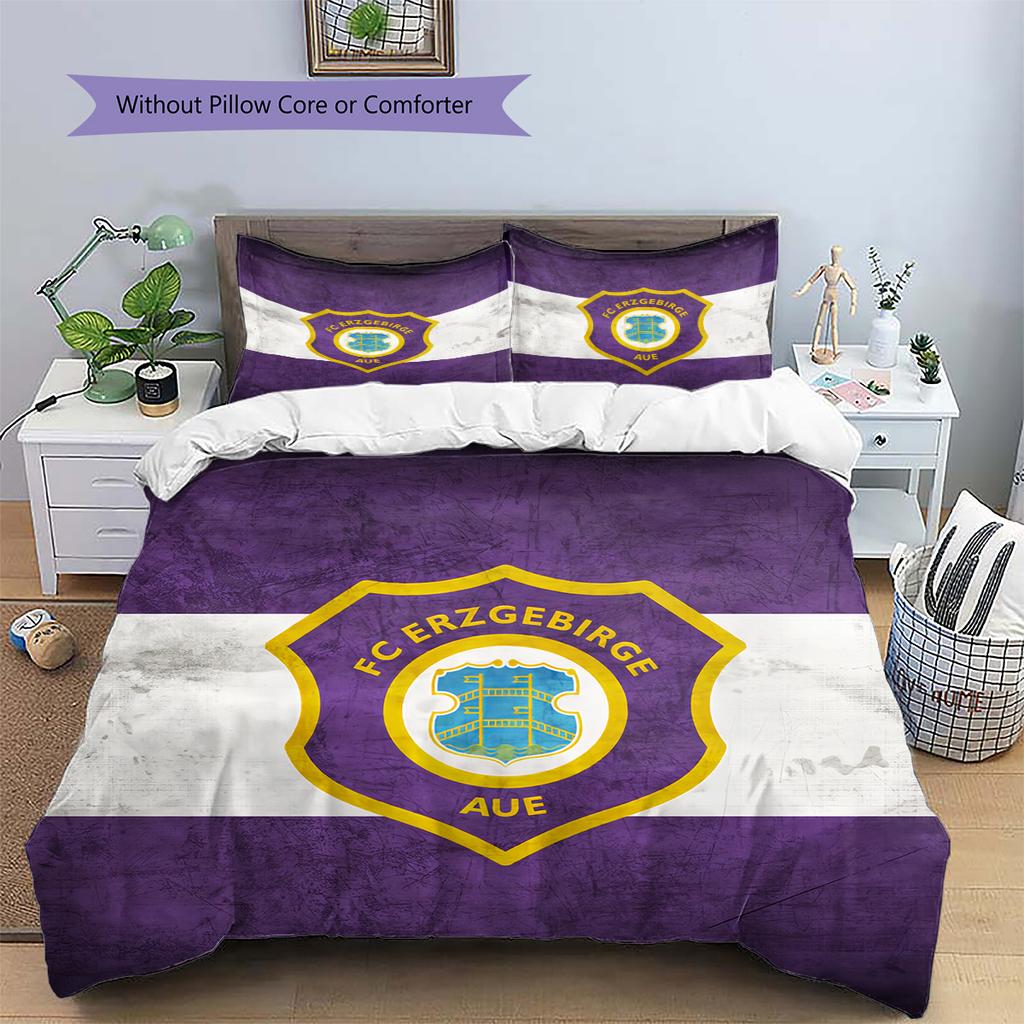 FC Erzgebirge Aue Pattern Bedding Quilt Set Home Decoration Gift (1 * Duvet Cover + 2 * Pillowcase Without Core)