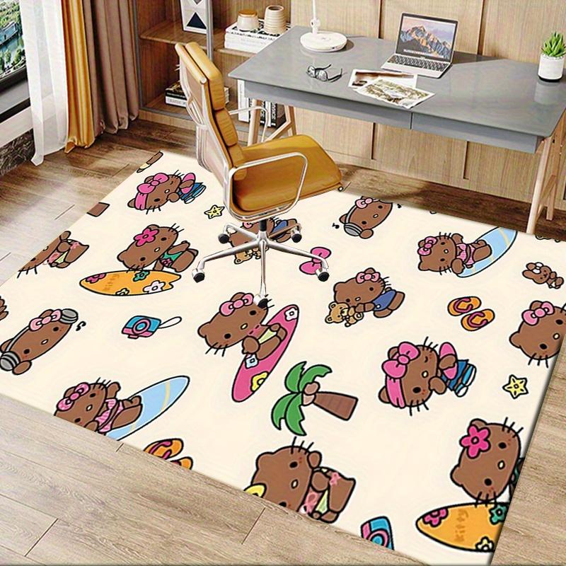 Office Rug Hello Kitty, Summer Activities Anti-Slip Rug, Machine Washable for Living Room, Bedroom, Office, Multiple Sizes, Bedroom Mat, Decorative Ma