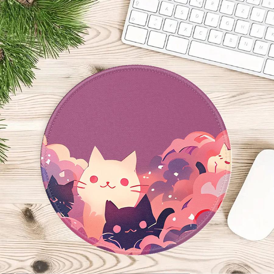 Anti Slip 1pc Mouse Pad Game Console Pad Computer Laptop Pad Keyboard Mouse Pad Office Pad Desk Accessories Black Cat Starry