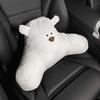 Niedliches schwarz-weißes Hunde-Auto-Kopfstützenkissen aus Plüsch, bequem und bequem