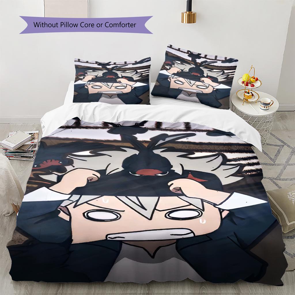 Anime Pattern Bedding Quilt Set Quilt Cover Pillowcase Home Decoration Birthday Gift (1 * Duvet Cover + 2 * Pillowcase, Without Core)