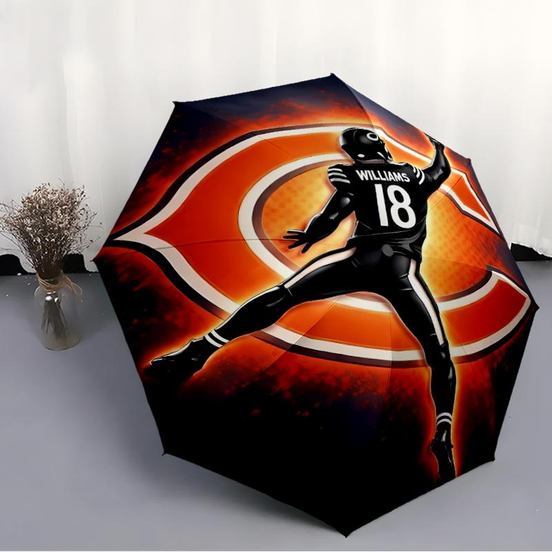 Printed Chicago Bears logo Folding Umbrella,Outdoor,Leisure,And Travel Umbrella,Durable Umbrella Fabric,Birthday And Holiday Gift