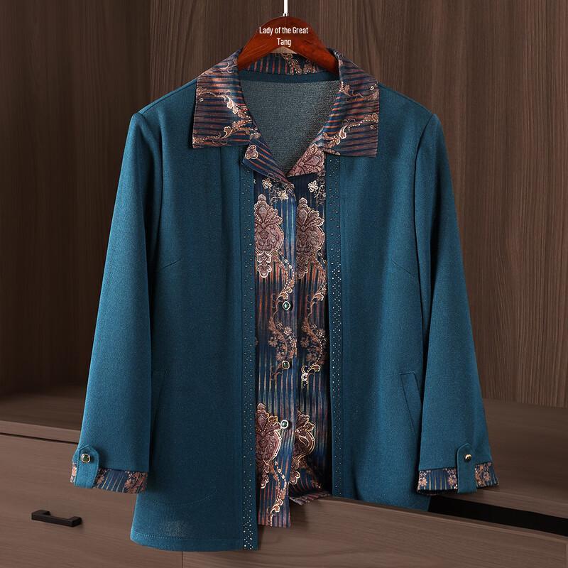 

YUZHAOLIN Women s Fake Two-Piece Long Sleeve Shirt 4XL