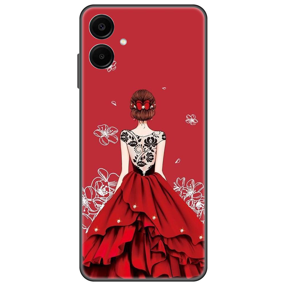 for Samsung Galaxy A06 Black Case Cute Luxury 6.7inch Cases on GalaxyA06 Soft tpu Cover shockproof Bumper