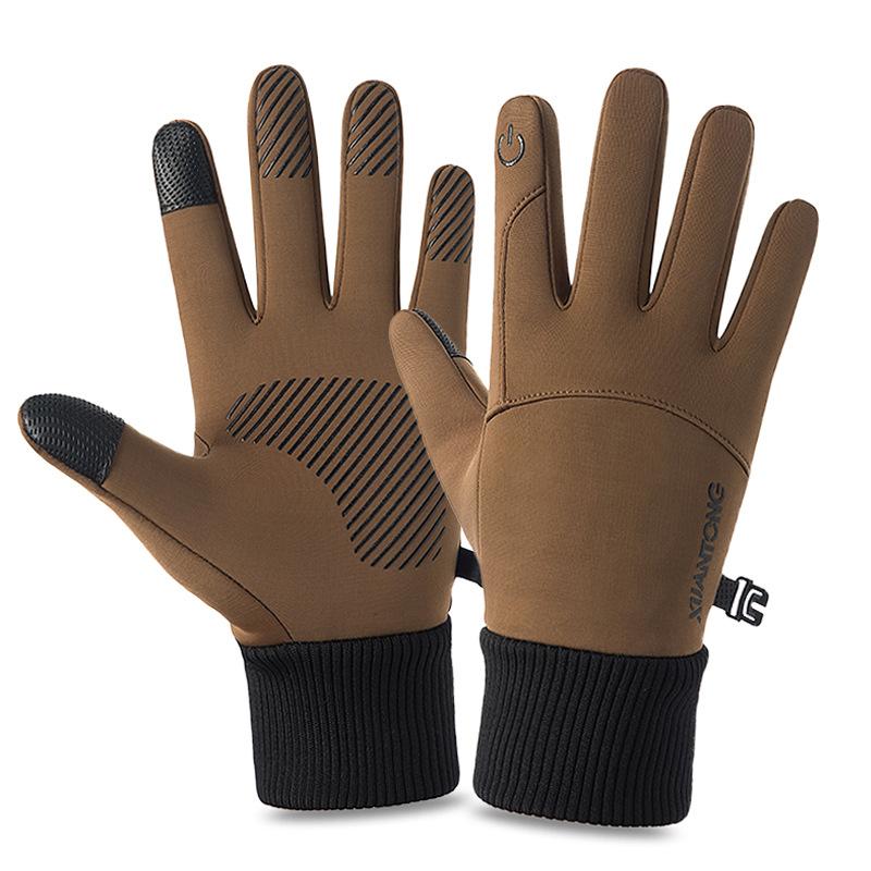 

Loogdeel Waterproof Cycling Outdoor Sports Running Motorcycle Ski Touch Screen Fleece Gloves Winter Warm Full Fingers XL