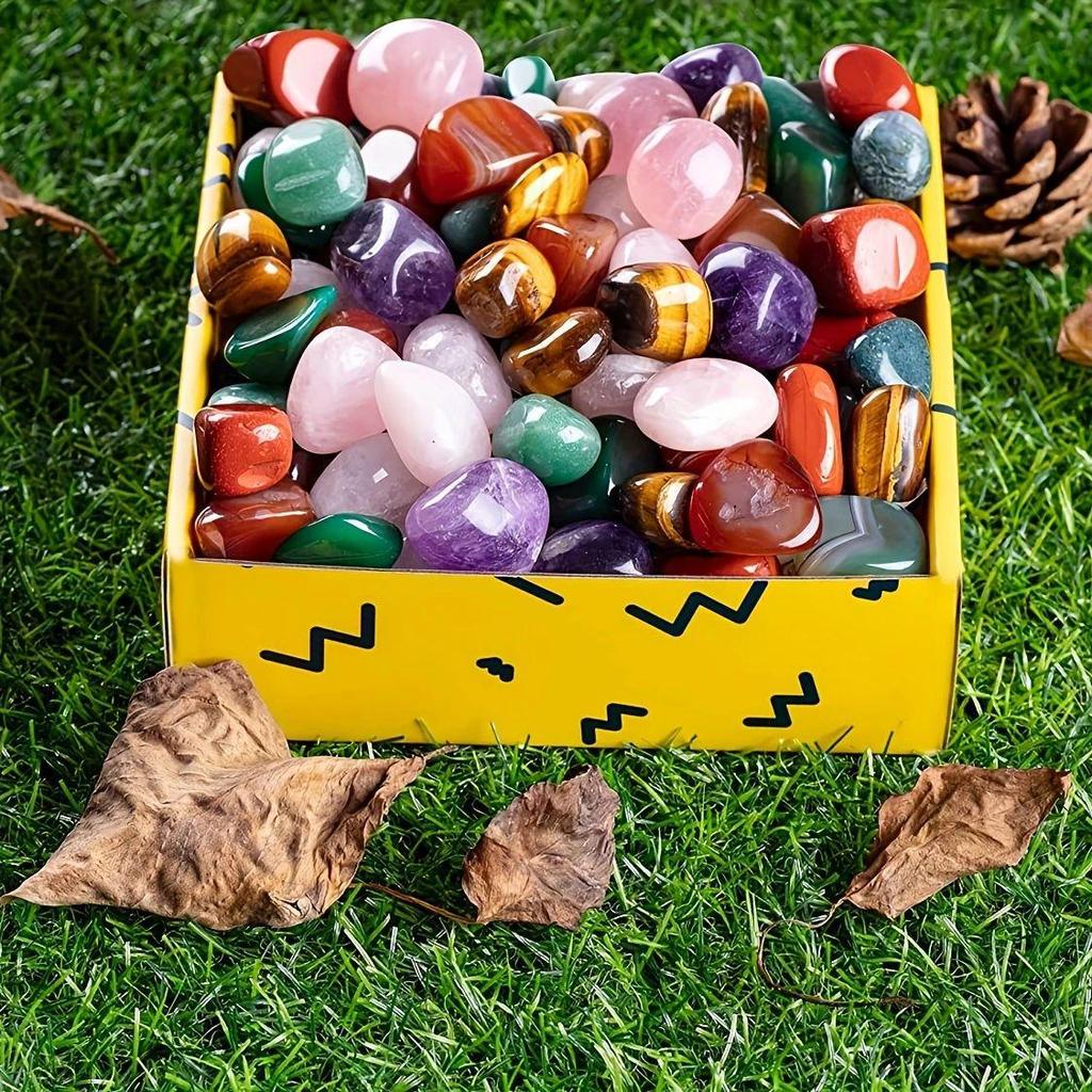 Mixed Color Polished Crystal Gravel for Fish Tanks, Flower Pots, Landscaping, and Children's Gem Digging