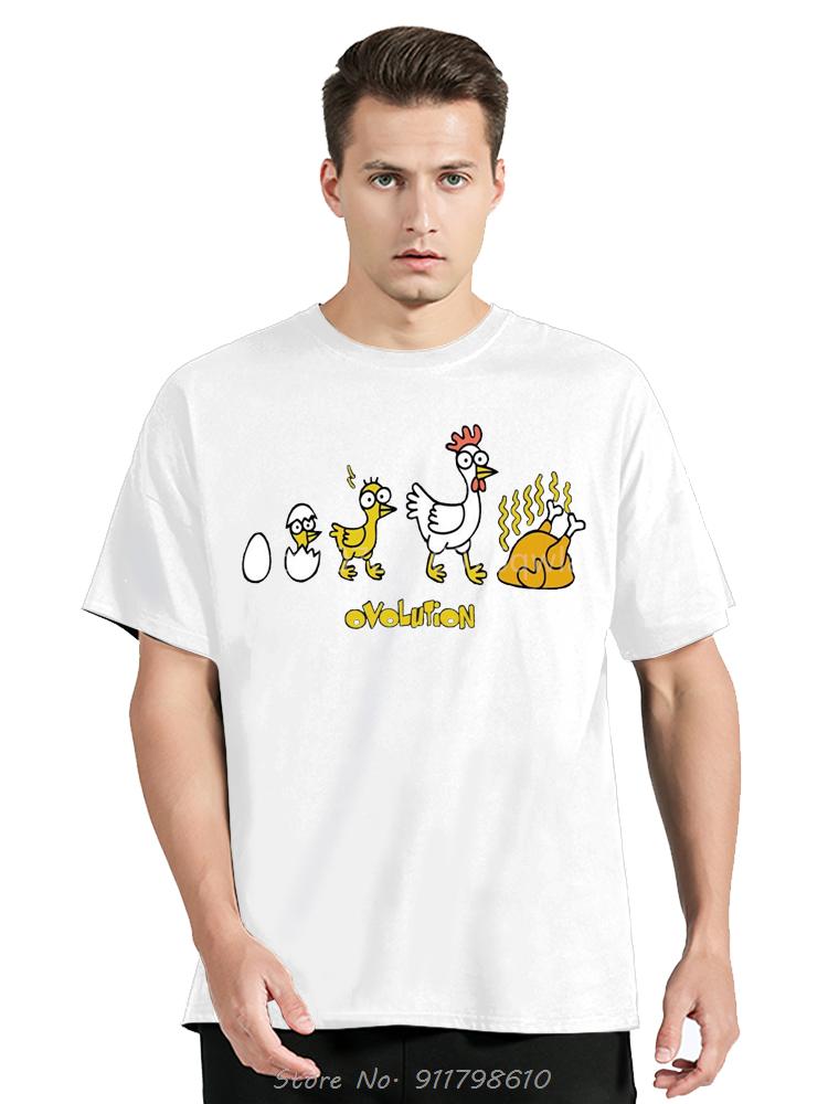Ovolution Funny T-shirt Chicken Evolution Joke Party Xmas Christmas Gift T-shirt Tops Crew Neck Short Sleeves Fashion Streetwear