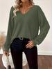 2025 Women's V-neck Solid Color Sweater: European & American Style, Autumn Long Sleeve, Casual Loose Fit with Bowknot