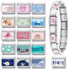 New Deep Sea Fish Ship Starfish Shell Crab Conch Italian Charm Links Fit 9MM Stainless Steel Bracelet Women Men DIY Making Gift
