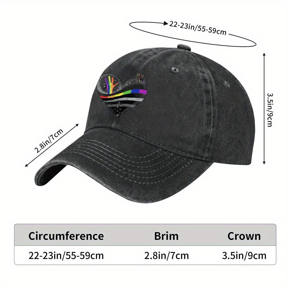 Asexual Pride Heart Rainbow Hand Denim Baseball Cap Adjustable Vintage Washed Cowboy Hat for Men Women Casual