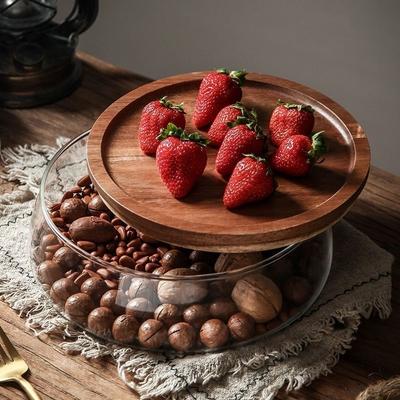 Japanese Style Glass Fruit Bowl with Lid, Snack Storage Container, Creative Candy & Food Organizer