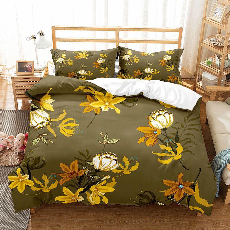 Comforter Floral Bedding Set Botanical Flower Queen Soft Boho Rose Flowers Leaves Print Comforter For Teens Adults Decor