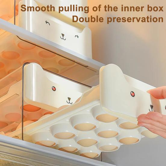 Egg Storage Box for Refrigerator Stackable Egg Container Holds 36 Eggs Kitchen Egg Organizer with Two Drawers for Fridge Counter