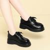 Commuter Work Women Shoes Black Leather Shoes Flat Lace-Up Soft Sole Work Professional Shoes Thick Sole Women Shoes Comfortable