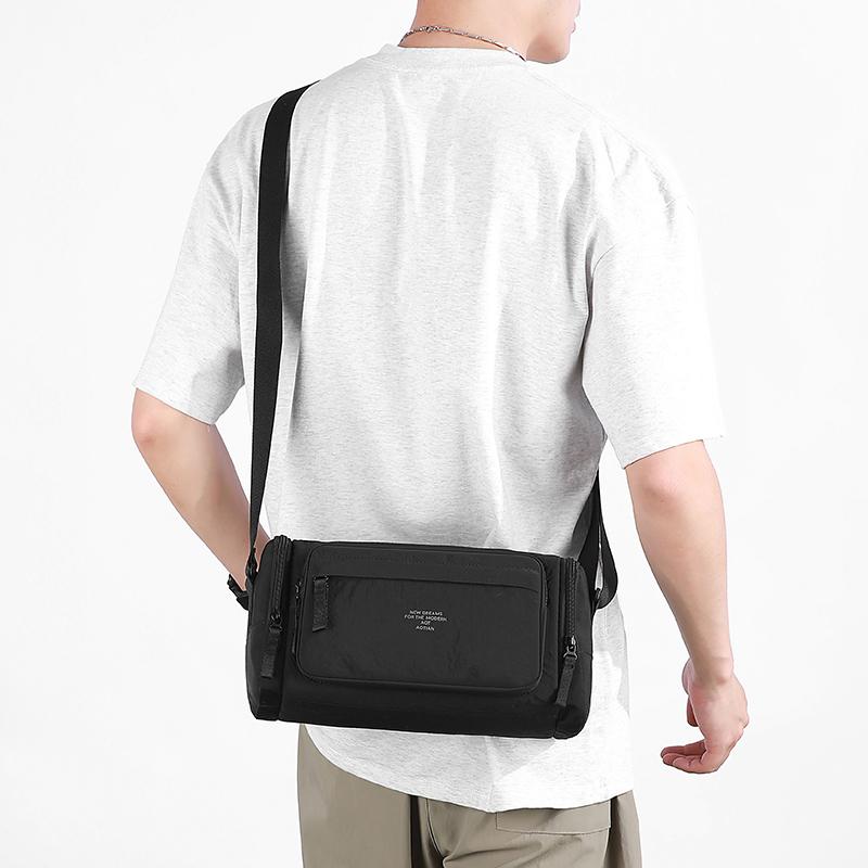 Minimalist Men's Crossbody Bag with Multiple Zipper Compartments for Urban Lifestyle