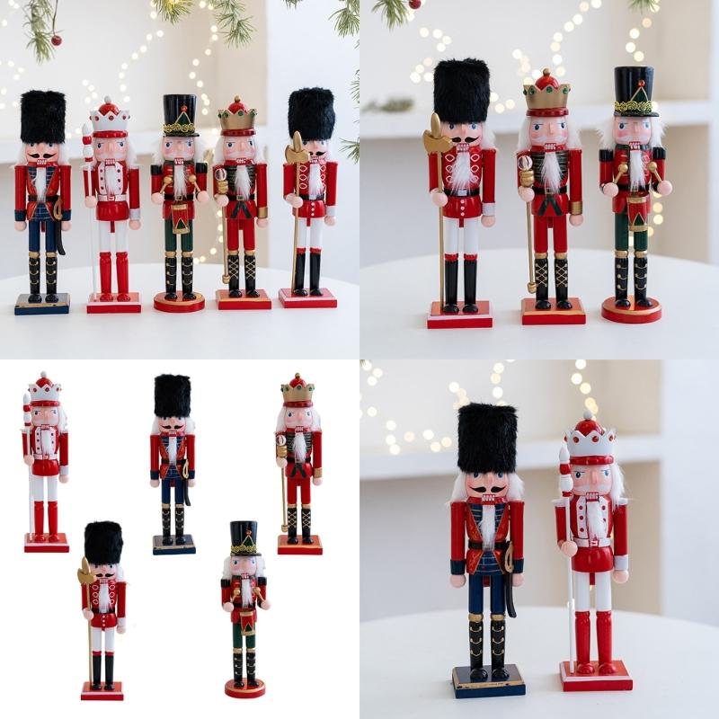 Christmas Nutcrackers Ornament, Wood Christmas Nutcrackers Soldier Figures Standing Decorations for Christmas