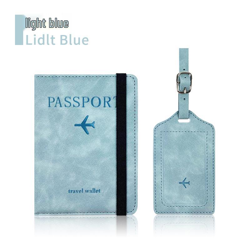 Farbwechselnder PU-Leder-Reiseausweishalter & Gepäckanhänger-Set mit RFID-Schutz