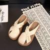 Baotou slippers women's 2025 new summer pearl fashion thick bottom heightening design sense one pedal lazy cool slippers