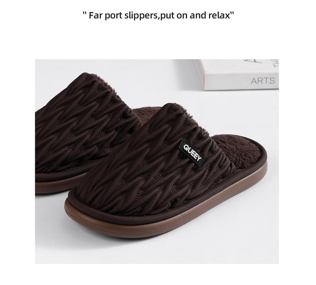 Waterproof Men's & Women's Cotton Slippers - Non-slip, Thick Sole, Antibacterial, Deodorant, Warm, & Closed-Toe for Autumn/Winter 2025.