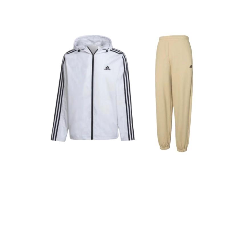 

Adidas Solid Color Striped Logo Print Zip-Up Hooded Long Sleeve Relaxed Mid-Waist Pants Sports Suit Unisex Sports Suit IV7609+-IB0382 XL