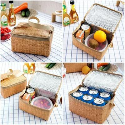 Kitchen Portable Convenience Picnic Basket Lunch Box Outdoors Insulated Thermal Basket Bento Picnic Lunch Box Accessories