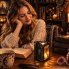 Iron Candle Stands Metal Magic Book Box with Light, Lighted Holder Ornament, Exquisite Decorative Pillar Stand for Living Room Bedroom Office