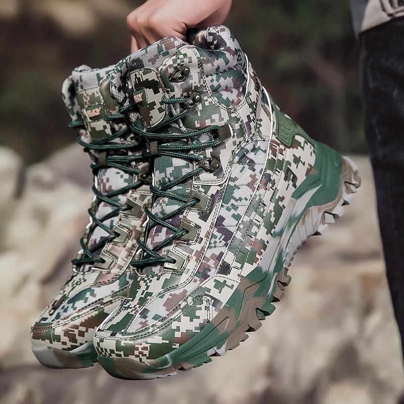 New Men Casual Hunting Ankle Boots Outdoor Lace-Up Hiking Man Boot All-match Hunting Work Boots for High Top Motorcycle Shoes