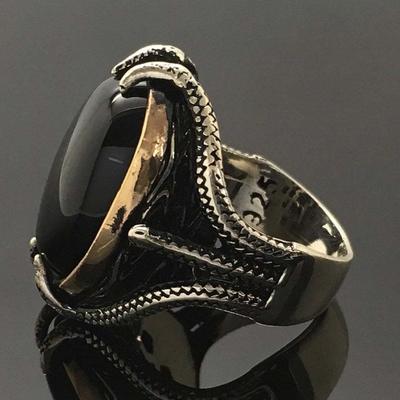 Inel din aliaj de zinc pentru bărbați Personalitate la modă Inel de deget cu zirconiu negru Masculin Clasic Vintage