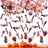 Haunted House Scary Props Halloween Bleeding Body Parts Hanging Decor, Creepy Eyeball Skeleton Foldable Horror Party Favors Door Curtain for
