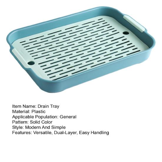 Multi-Purpose Drainage Tray Double-Layer Plastic Drying Rack Rinseable Garbage Tray