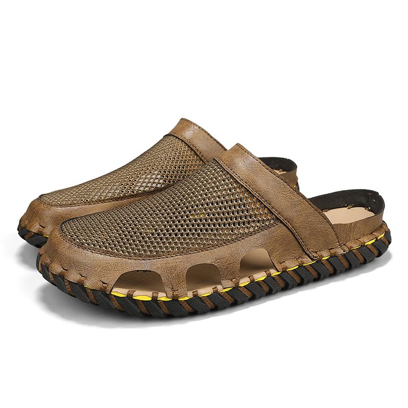 Fashion Men Sandals Summer Designer Casual Beach Shoes Male Outdoor Slippers Sport Leather Non-Slip Loafers Luxury Flats Plus Size 46