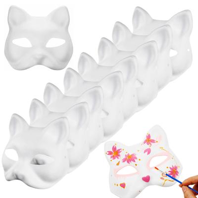 2/3/5/6/10/12/20 Pcs DIY Masques Katze Gesicht Einfarbig DIY Hand-gemalt Karneval Party Ball Maskerade Halloween